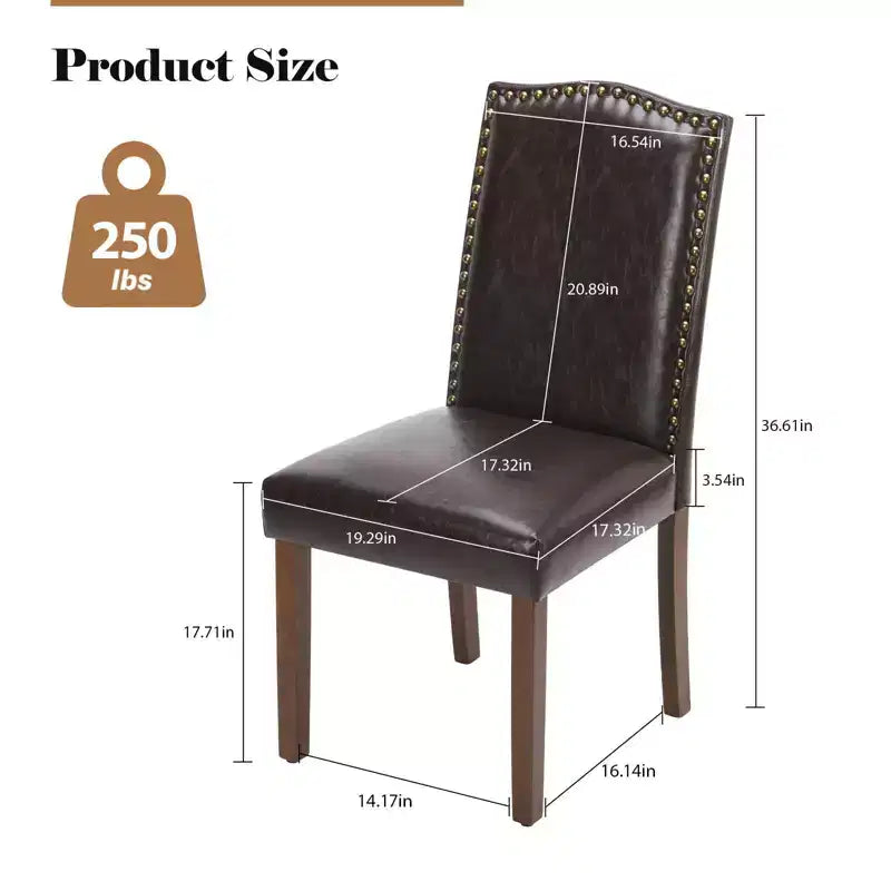 Sedia da pranzo imbottita senza braccioli con borchie e gambe in legno, set da 2, Beige/Nero/Grigio