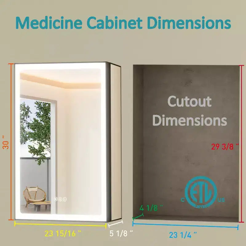 Armadietto Portamedicine da Bagno Nero con Luce LED e Specchio, Porta Singola/Doppia/Tripla, 1–3 Persone