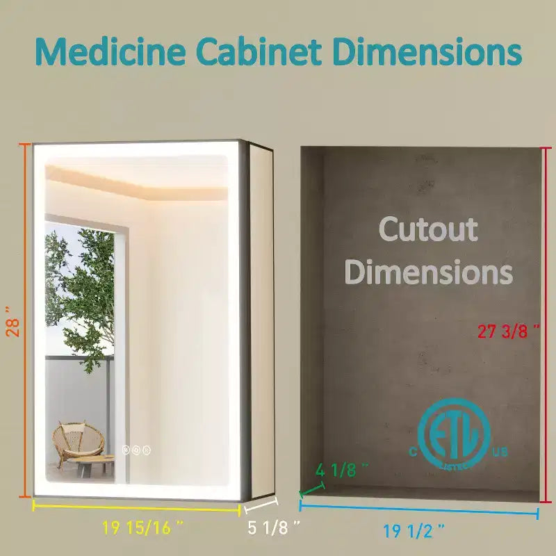 Armadietto Portamedicine da Bagno Nero con Luce LED e Specchio, Porta Singola/Doppia/Tripla, 1–3 Persone