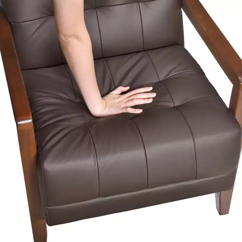 Poltrona in pelle imbottita, marrone scuro / grigio scuro / arancione, 1 posto