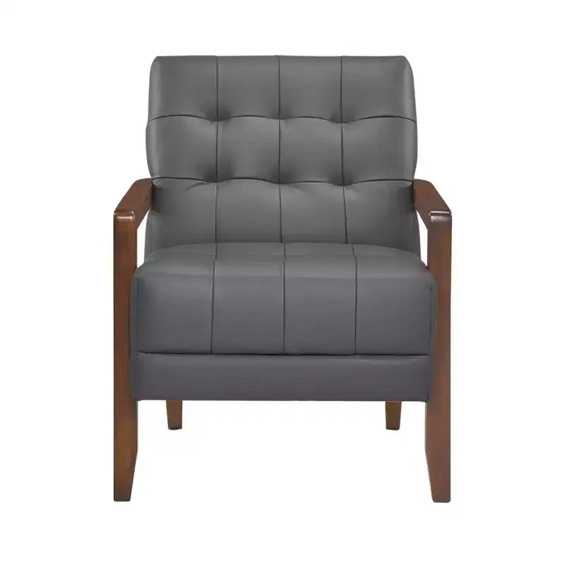Poltrona in pelle imbottita, marrone scuro / grigio scuro / arancione, 1 posto