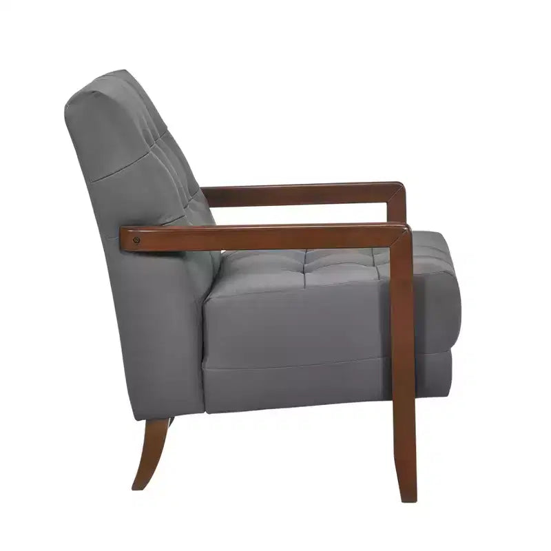 Poltrona in pelle imbottita, marrone scuro / grigio scuro / arancione, 1 posto