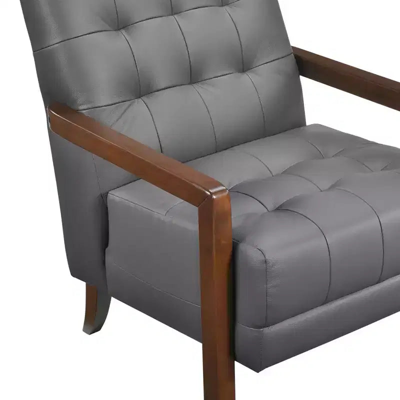 Poltrona in pelle imbottita, marrone scuro / grigio scuro / arancione, 1 posto