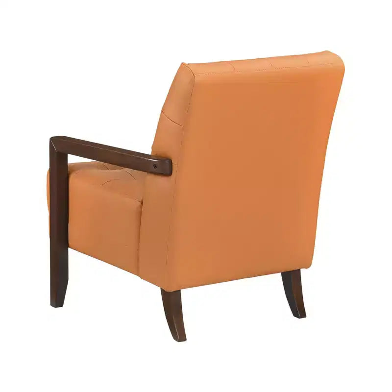 Poltrona in pelle imbottita, marrone scuro / grigio scuro / arancione, 1 posto