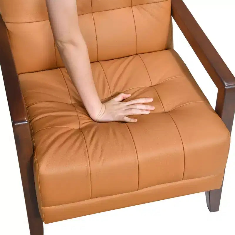 Poltrona in pelle imbottita, marrone scuro / grigio scuro / arancione, 1 posto