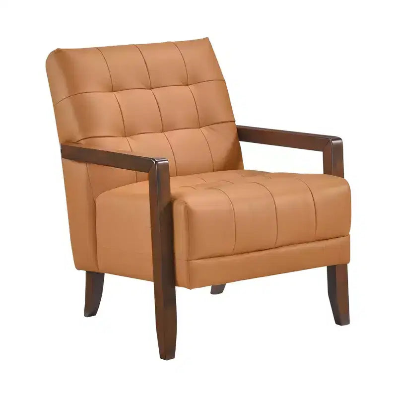 Poltrona in pelle imbottita, marrone scuro / grigio scuro / arancione, 1 posto