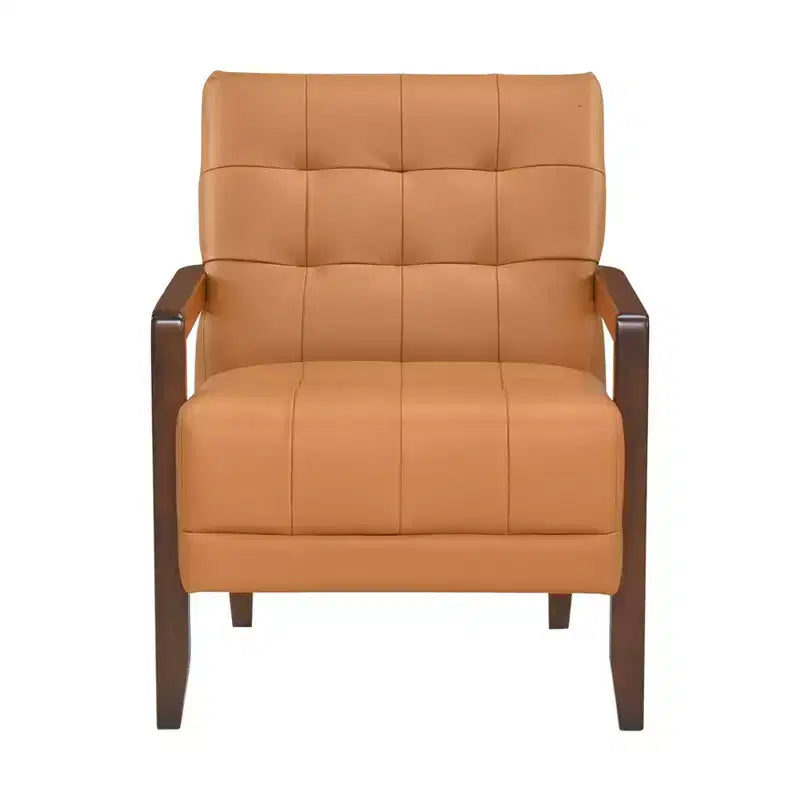 Poltrona in pelle imbottita, marrone scuro / grigio scuro / arancione, 1 posto