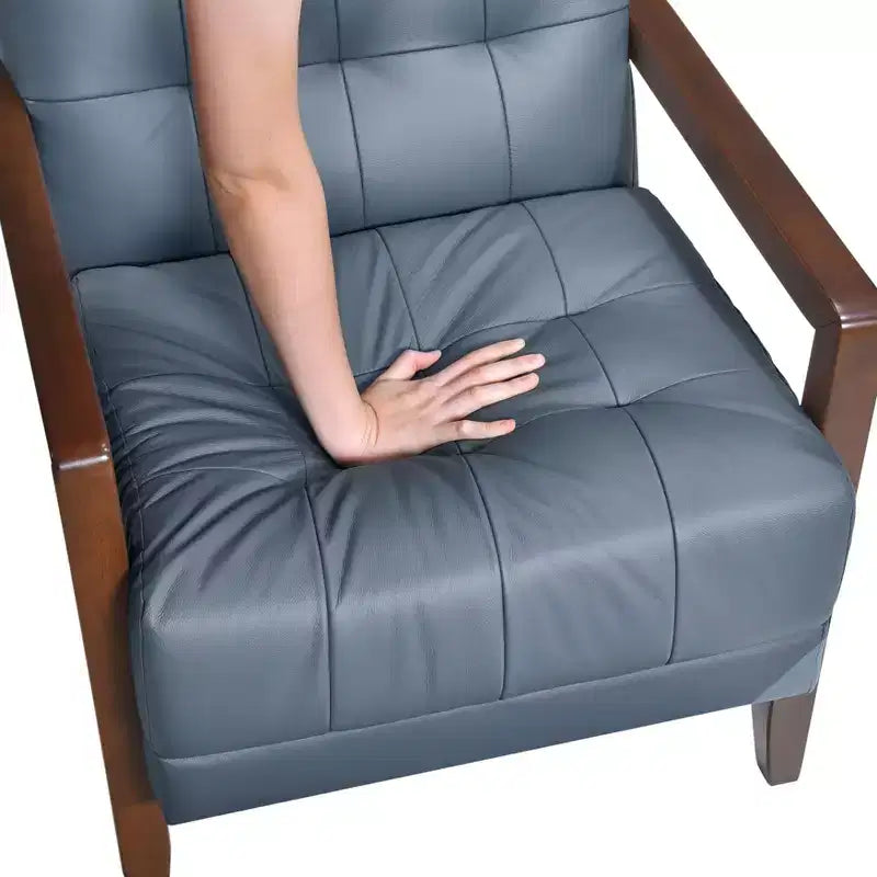 Poltrona in pelle imbottita, marrone scuro / grigio scuro / arancione, 1 posto