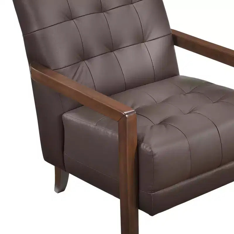 Poltrona in pelle imbottita, marrone scuro / grigio scuro / arancione, 1 posto