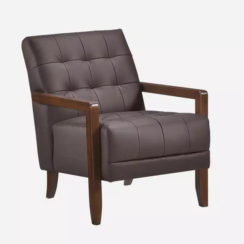 Poltrona in pelle imbottita, marrone scuro / grigio scuro / arancione, 1 posto