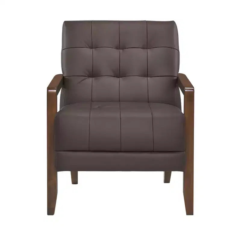 Poltrona in pelle imbottita, marrone scuro / grigio scuro / arancione, 1 posto