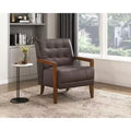 Poltrona in pelle imbottita, marrone scuro / grigio scuro / arancione, 1 posto