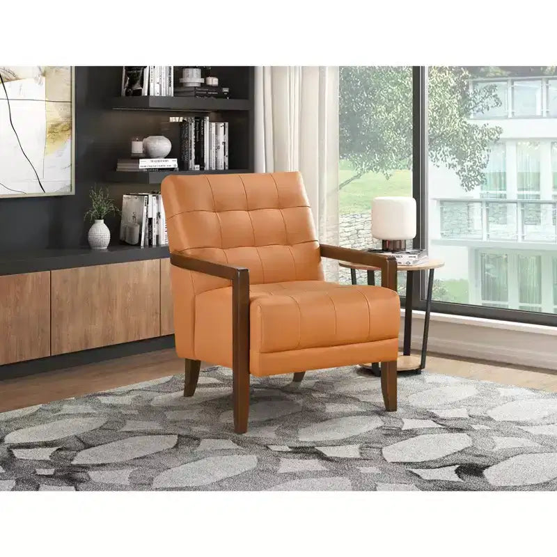 Poltrona in pelle imbottita, marrone scuro / grigio scuro / arancione, 1 posto