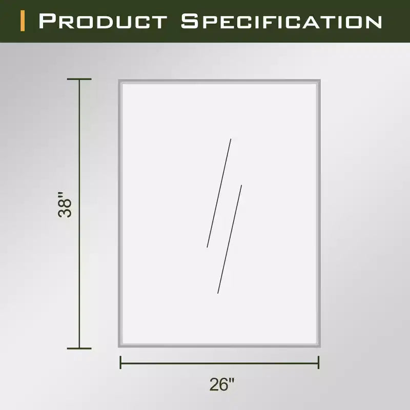 Specchio da parete rettangolare, Argento, 26"L x 37,8"A