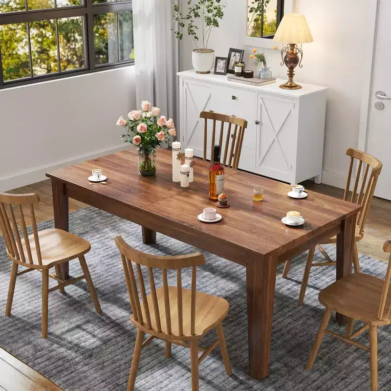 Tavolo da pranzo rettangolare allungabile da 106,3", fino a 5 posti, rovere scuro / noce