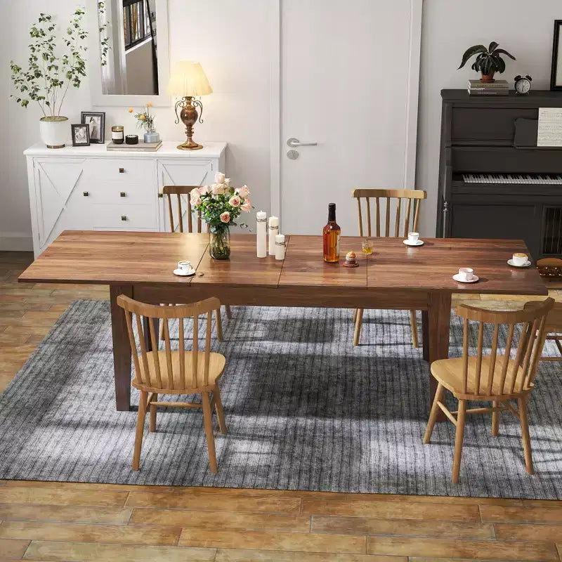 Tavolo da pranzo rettangolare allungabile da 106,3", fino a 5 posti, rovere scuro / noce
