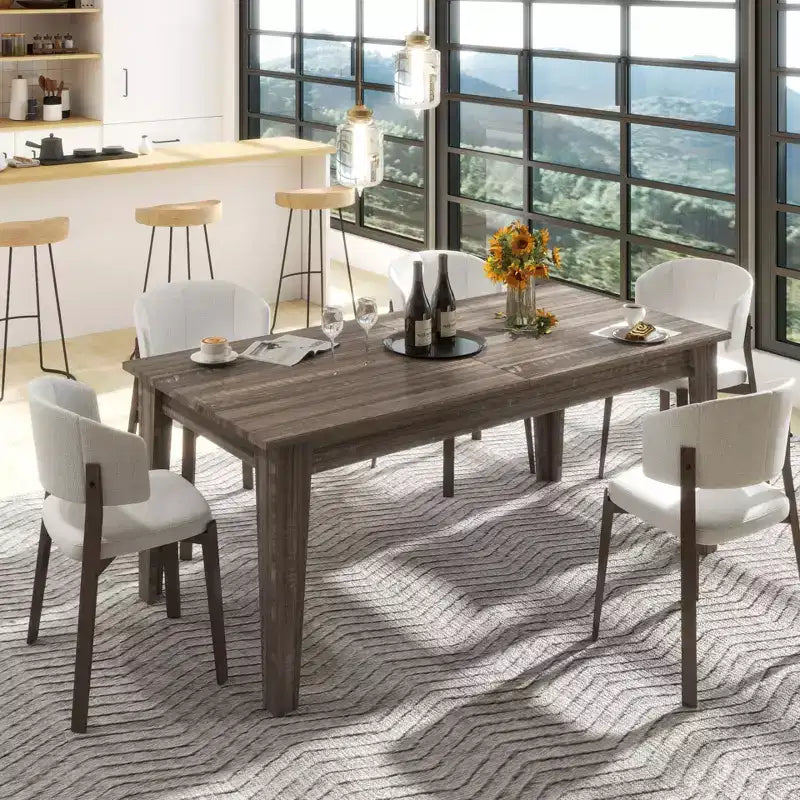 Tavolo da pranzo rettangolare allungabile da 106,3", fino a 5 posti, rovere scuro / noce