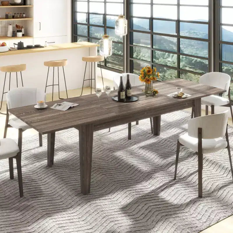 Tavolo da pranzo rettangolare allungabile da 106,3", fino a 5 posti, rovere scuro / noce