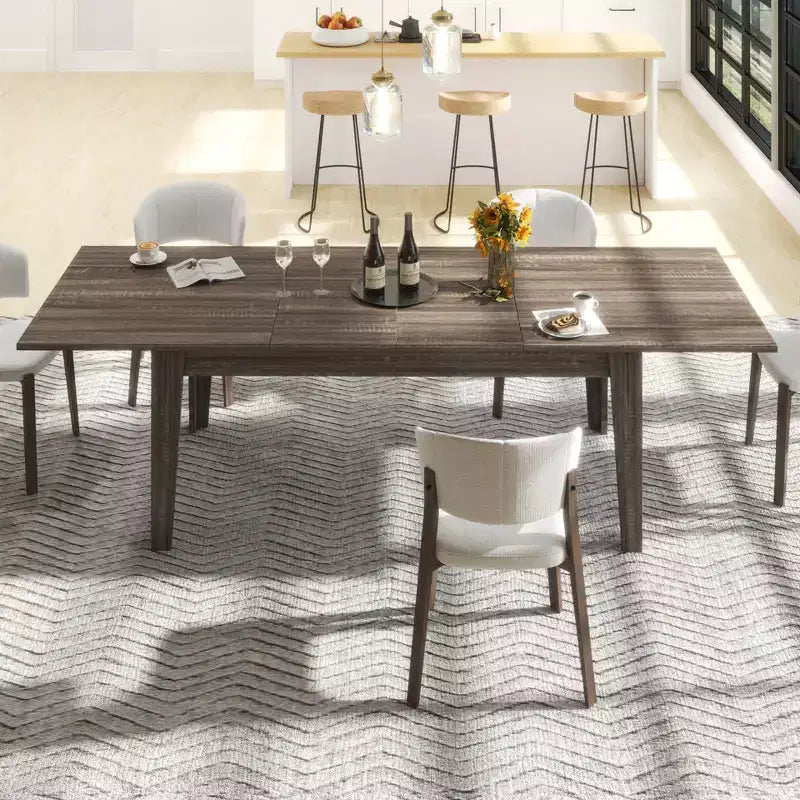 Tavolo da pranzo rettangolare allungabile da 106,3", fino a 5 posti, rovere scuro / noce