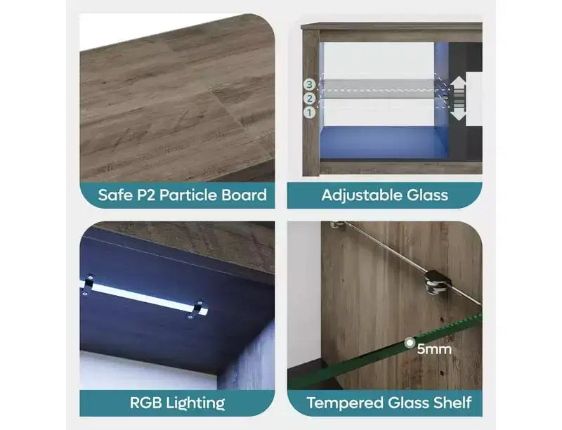Mobile TV da 71" con luci LED, centro di intrattenimento per TV fino a 75", opzioni multicolore