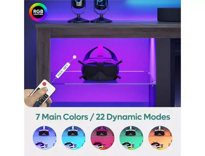 Mobile TV da 71" con luci LED, centro di intrattenimento per TV fino a 75", opzioni multicolore
