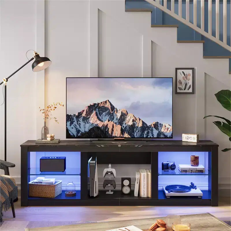 Mobile TV da 71" con luci LED, centro di intrattenimento per TV fino a 75", opzioni multicolore