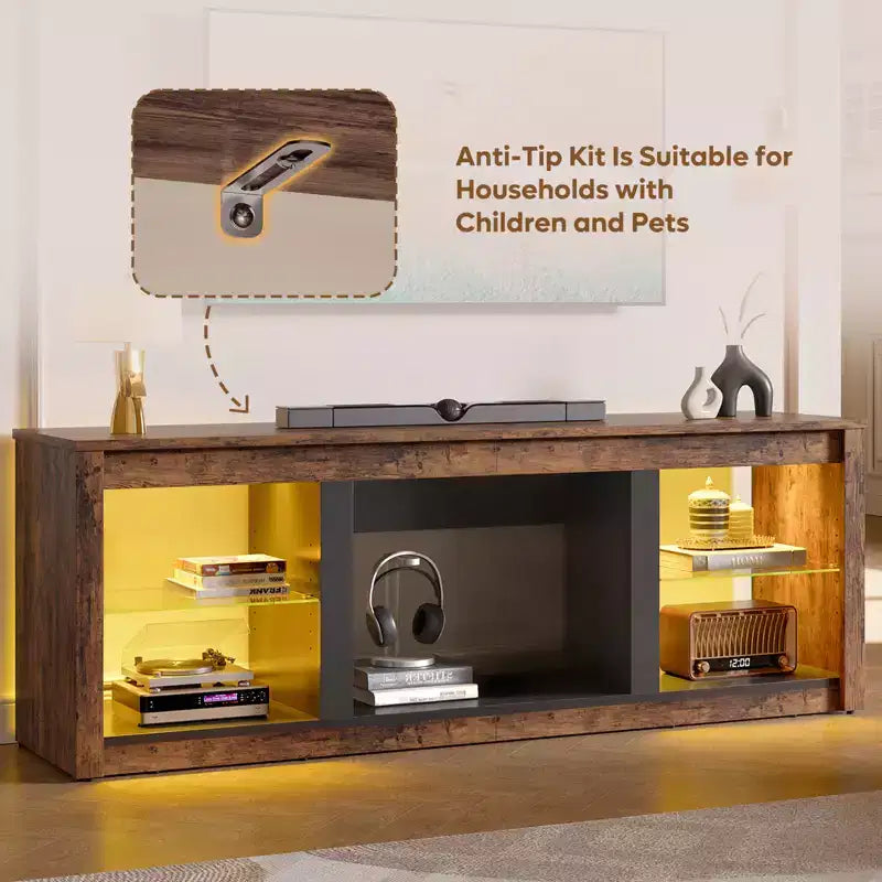 Mobile TV da 71" con luci LED, centro di intrattenimento per TV fino a 75", opzioni multicolore