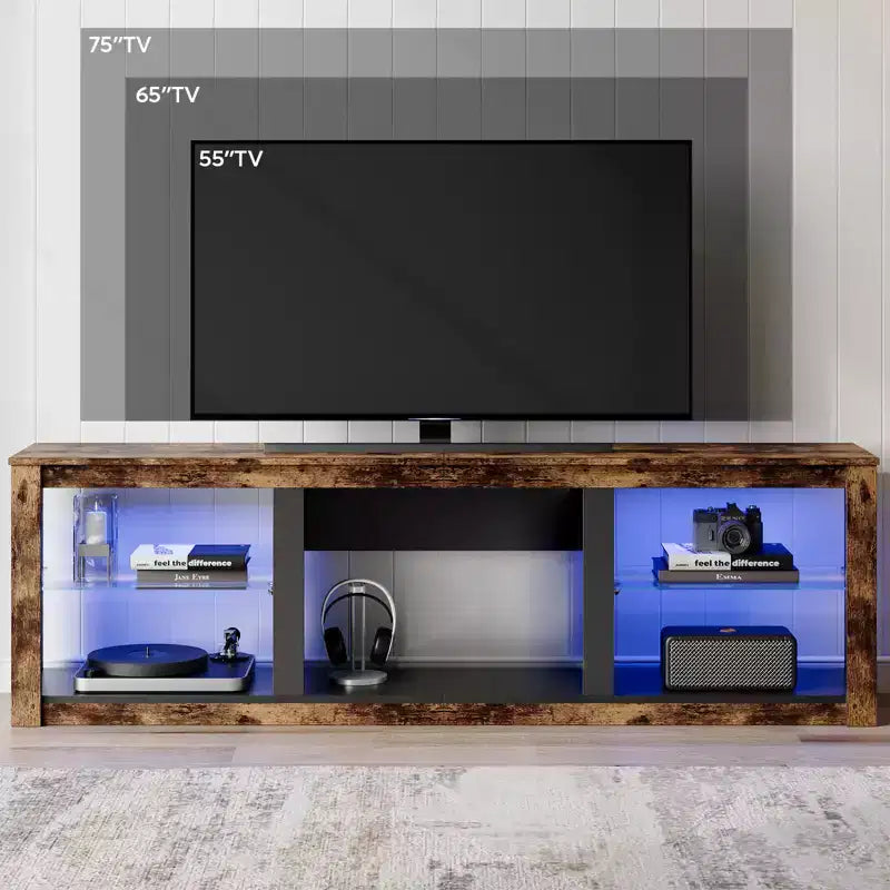 Mobile TV da 71" con luci LED, centro di intrattenimento per TV fino a 75", opzioni multicolore