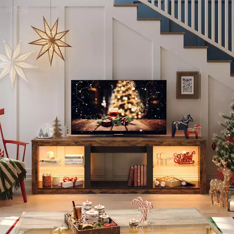 Mobile TV da 71" con luci LED, centro di intrattenimento per TV fino a 75", opzioni multicolore