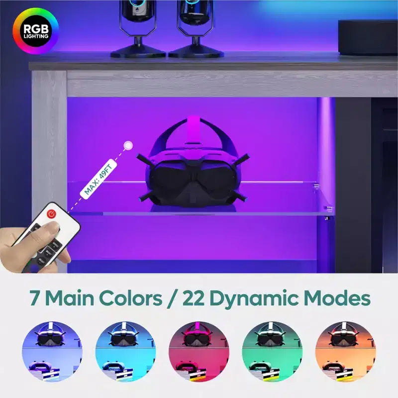 Mobile TV da 71" con luci LED, centro di intrattenimento per TV fino a 75", opzioni multicolore