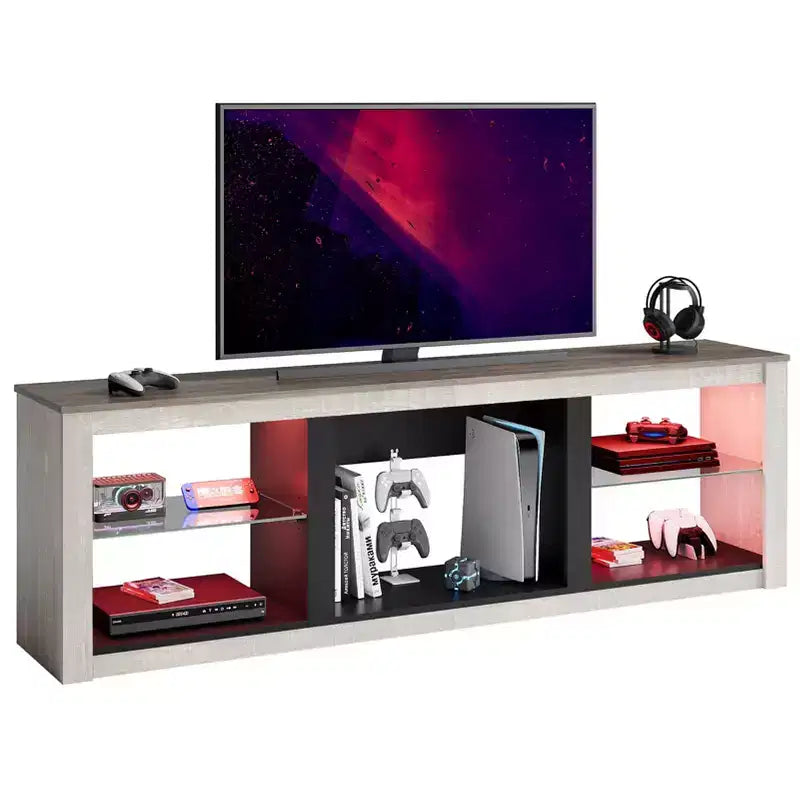 Mobile TV da 71" con luci LED, centro di intrattenimento per TV fino a 75", opzioni multicolore