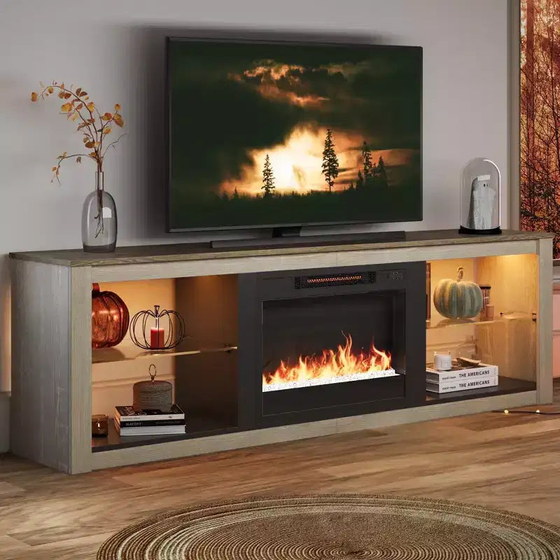 Mobile TV da 71" con luci LED, centro di intrattenimento per TV fino a 75", opzioni multicolore