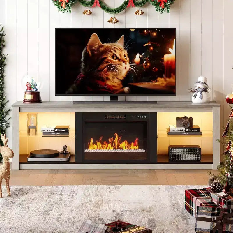 Mobile TV da 71" con luci LED, centro di intrattenimento per TV fino a 75", opzioni multicolore