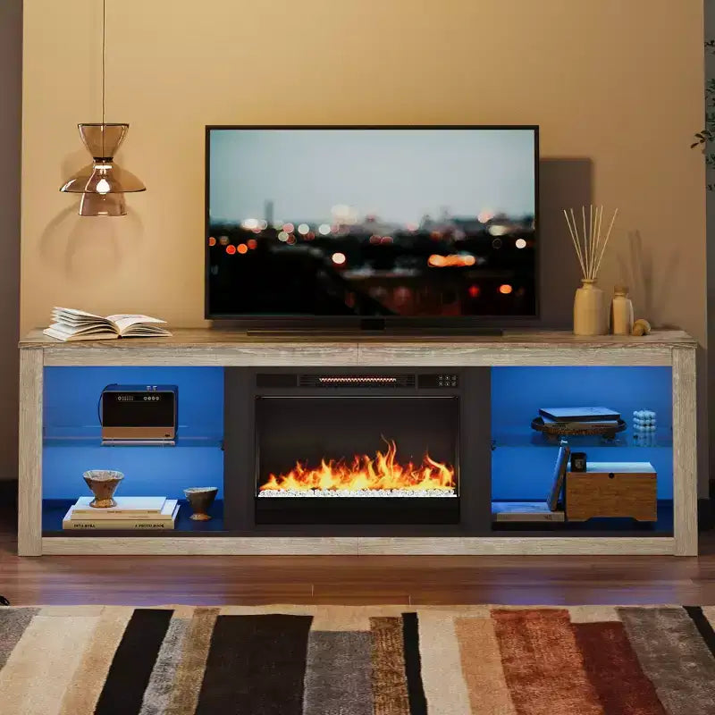Mobile TV da 71" con luci LED, centro di intrattenimento per TV fino a 75", opzioni multicolore
