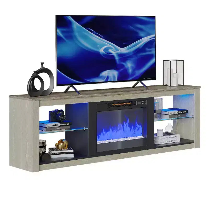 Mobile TV da 71" con luci LED, centro di intrattenimento per TV fino a 75", opzioni multicolore