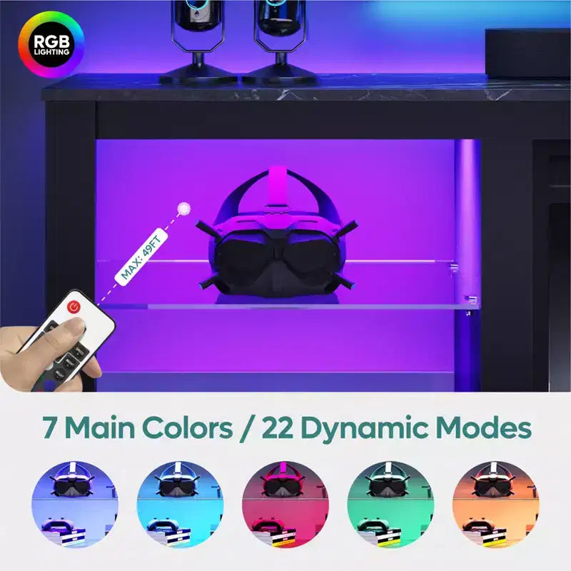 Mobile TV da 71" con luci LED, centro di intrattenimento per TV fino a 75", opzioni multicolore