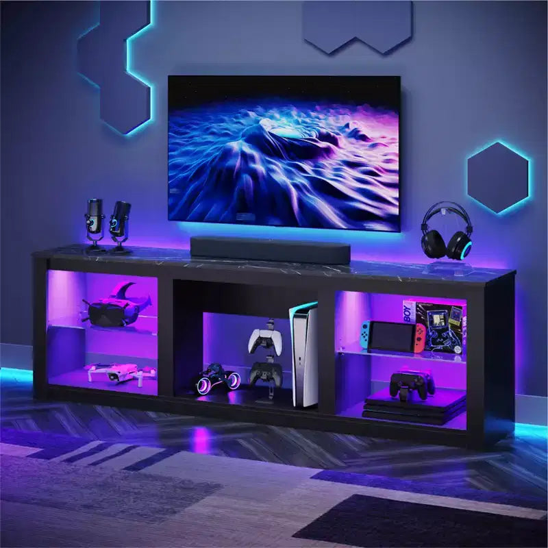 Mobile TV da 71" con luci LED, centro di intrattenimento per TV fino a 75", opzioni multicolore