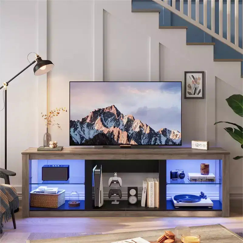 Mobile TV da 71" con luci LED, centro di intrattenimento per TV fino a 75", opzioni multicolore