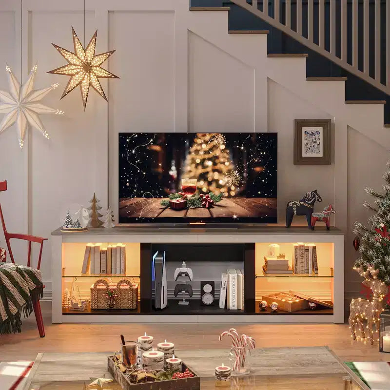 Mobile TV da 71" con luci LED, centro di intrattenimento per TV fino a 75", opzioni multicolore