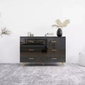 Okak 6-Drawer Dresser with High Glossy Surface,Modern Black&Gold Chest of Drawers,Stylish Storage Dresser for Bedroom,Living Room,Entryway
