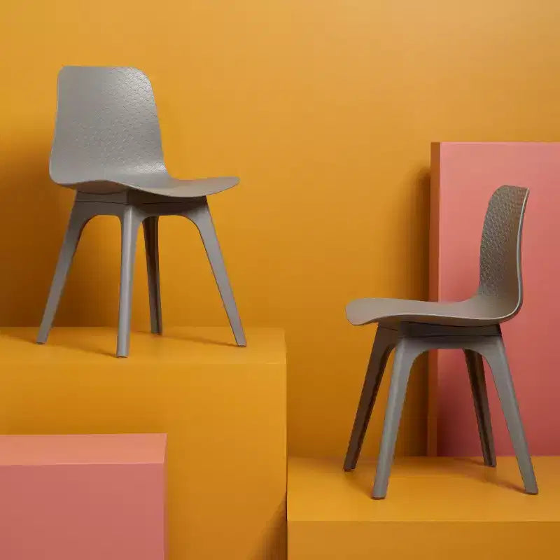 Sedie da pranzo in plastica stampata, set da 2 (Nero/Grigio/Bianco), posti a sedere 2