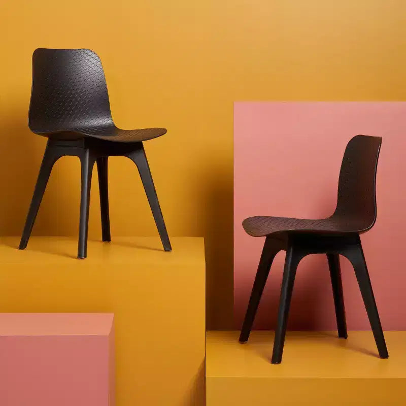 Sedie da pranzo in plastica stampata, set da 2 (Nero/Grigio/Bianco), posti a sedere 2