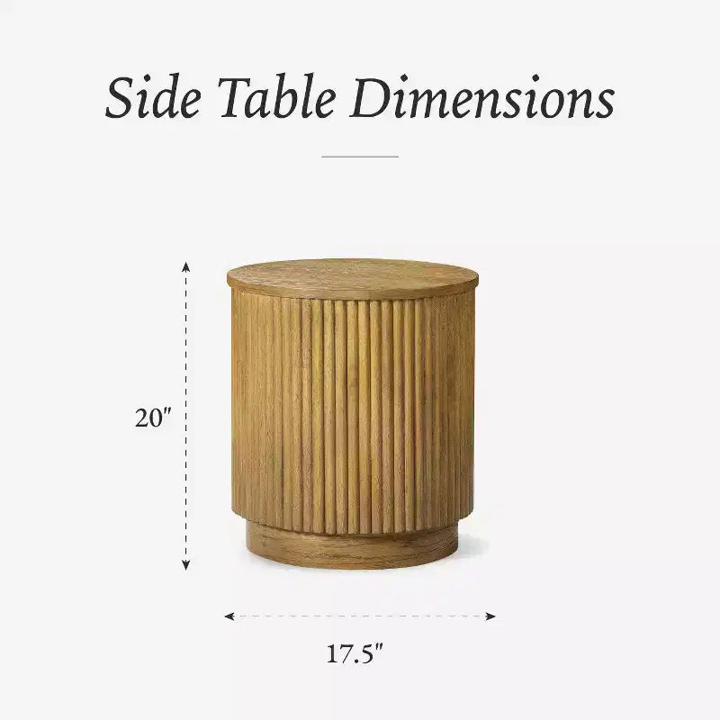 Tavolino Rotondo in Legno 17,5", Nero/Naturale, Singolo