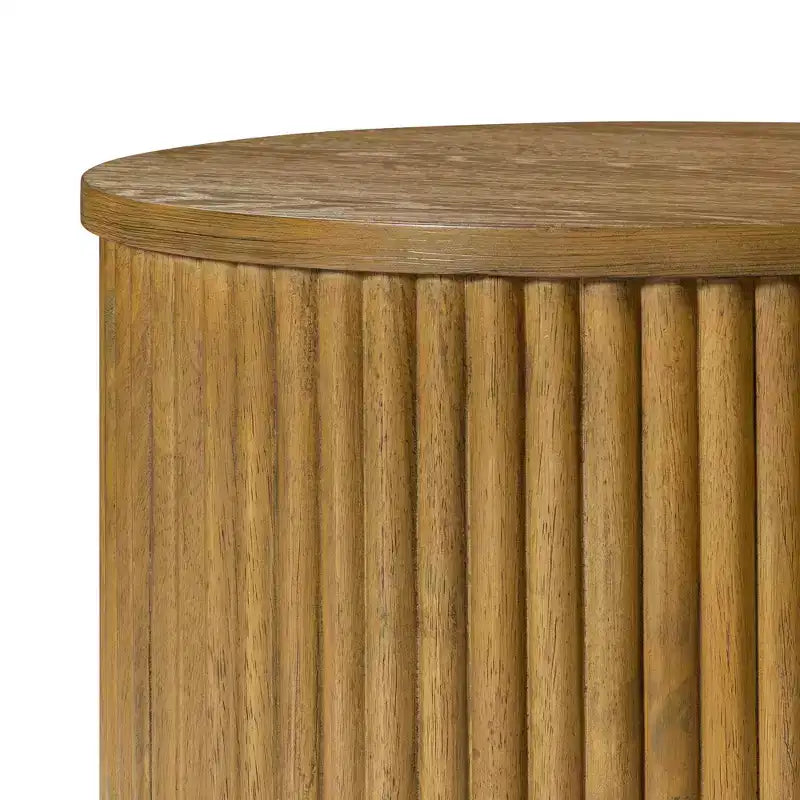 Tavolino Rotondo in Legno 17,5", Nero/Naturale, Singolo