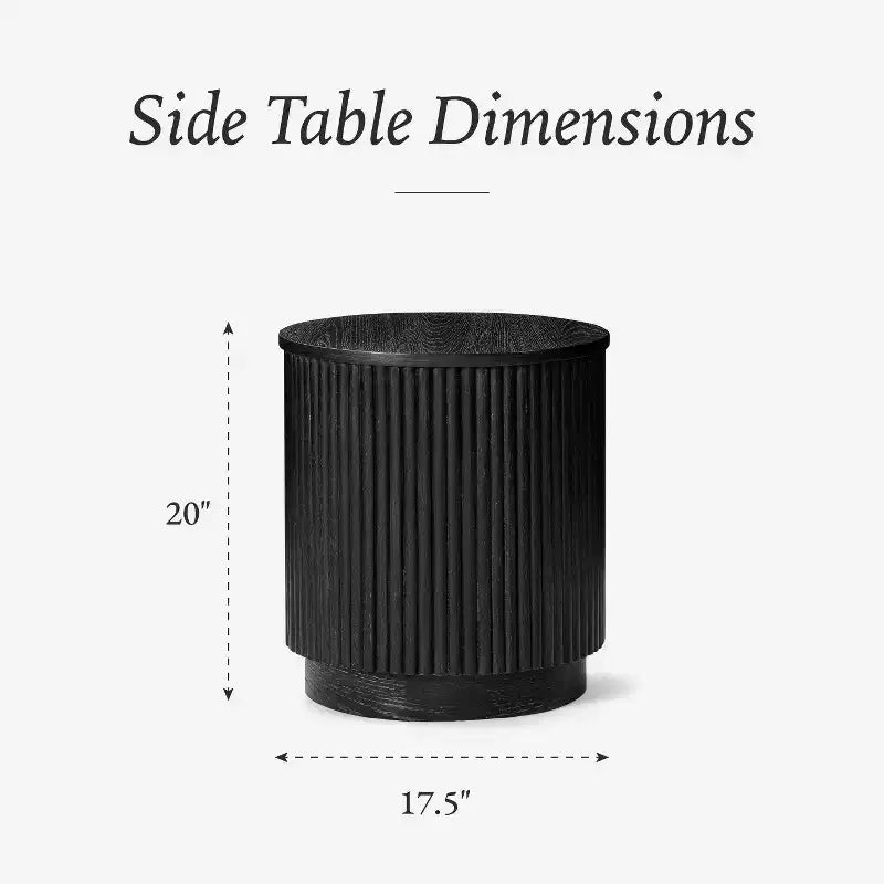 Tavolino Rotondo in Legno 17,5", Nero/Naturale, Singolo