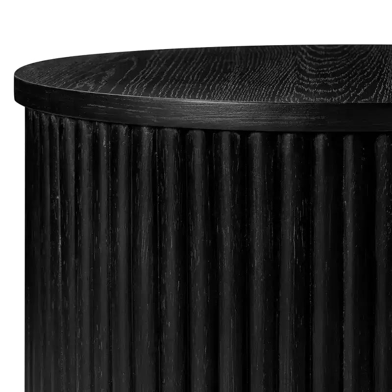 Tavolino Rotondo in Legno 17,5", Nero/Naturale, Singolo