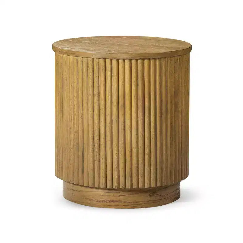 Tavolino Rotondo in Legno 17,5", Nero/Naturale, Singolo
