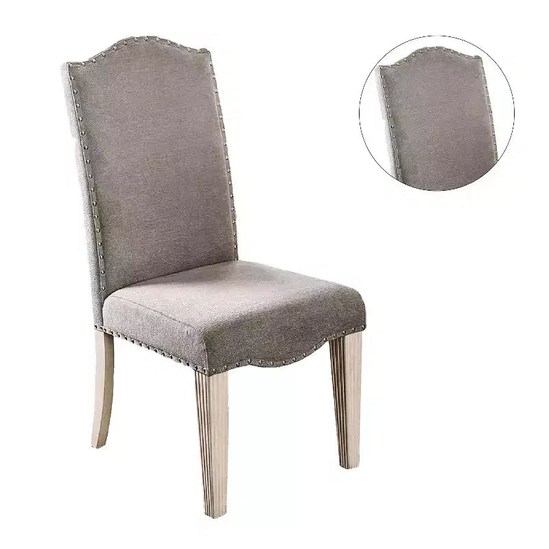 Set di 2 sedie laterali senza braccioli con borchie, grigio e bianco antico