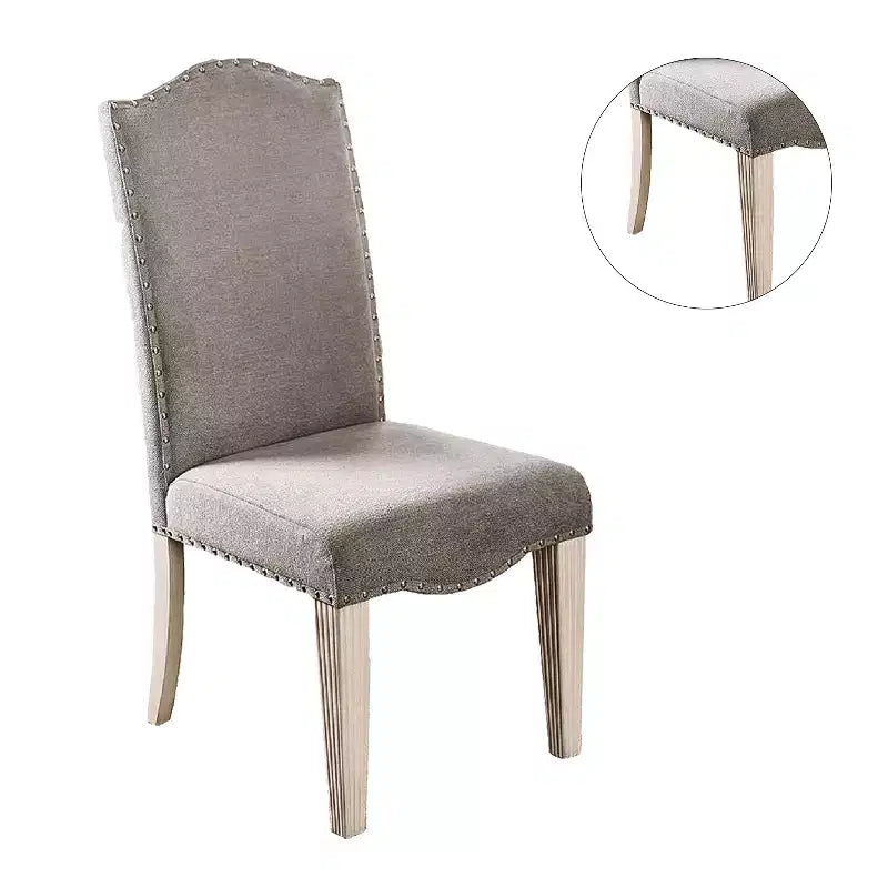 Set di 2 sedie laterali senza braccioli con borchie, grigio e bianco antico