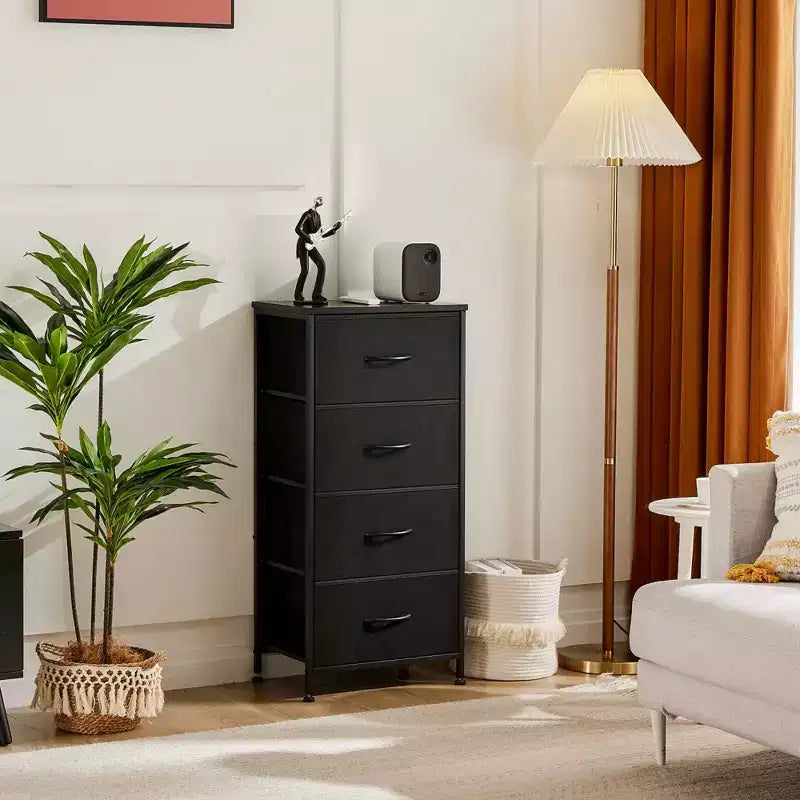 Cassettiera a 5 cassetti con struttura in metallo e piano in legno, nero/grigio/bianco, per età 10+